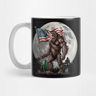 Bigfoot Sasquatch American Flag Full Moon Patriotic Mug